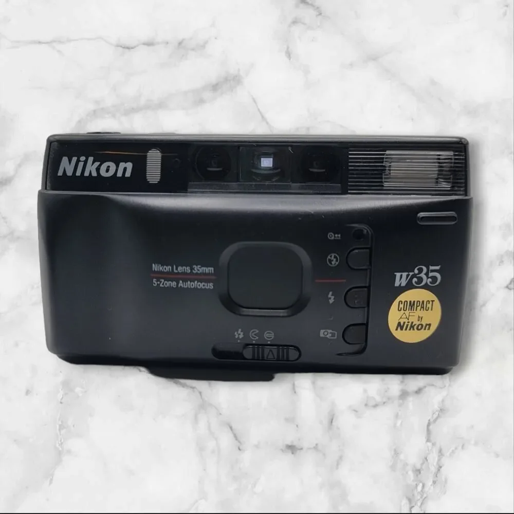 Vintage Nikon W35 - 35mm Point and‎ Shoot Film Camera with Manual And Strap EUC
